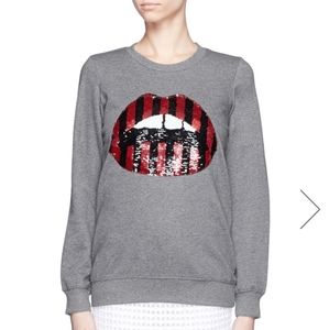 Markus Lupfer Stripe Sequin Lara Lip Sweatshirt